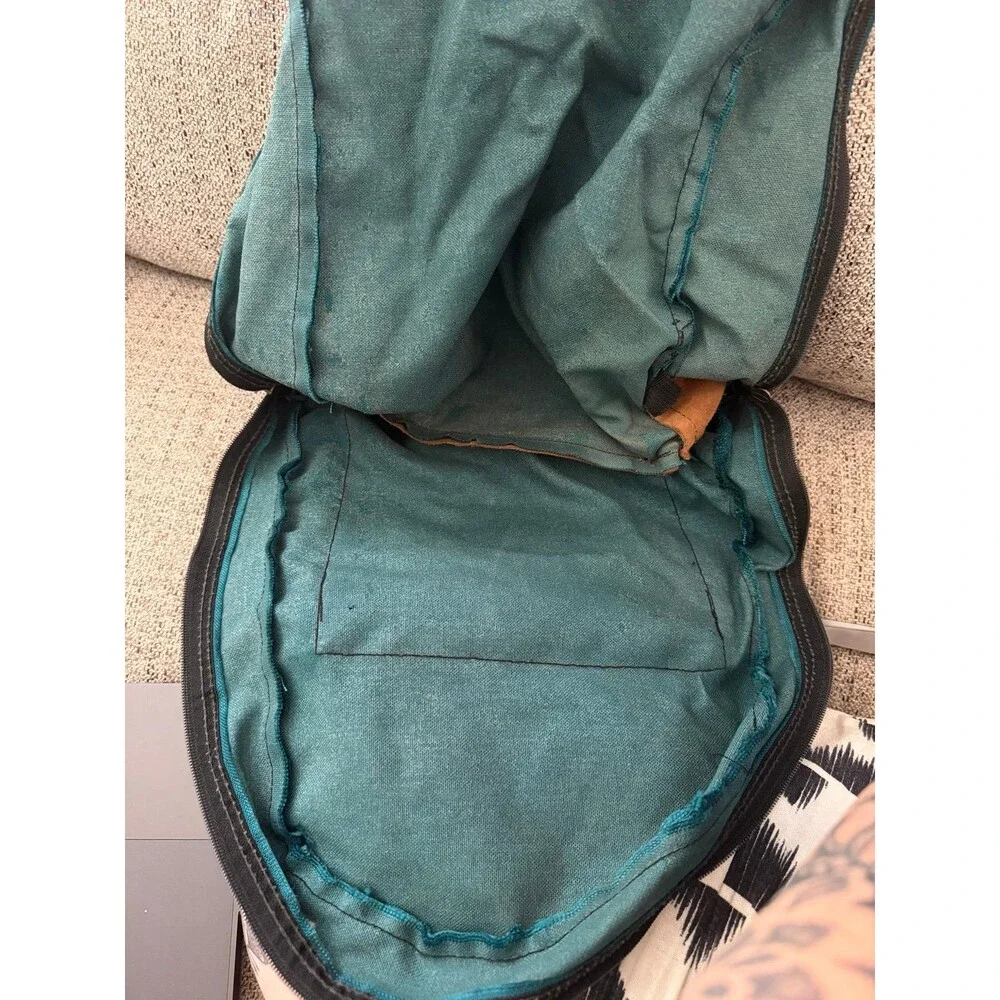 Vintage 90s JanSport Backpack Teal Purple Stripe Suede Bottom